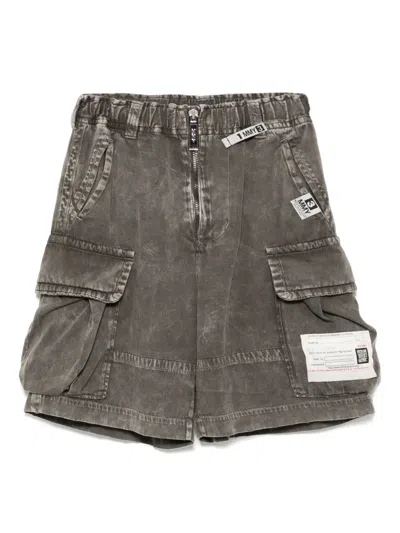 Miharayasuhiro Faded-effect Cargo Shorts In Grey