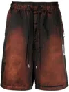 Miharayasuhiro Faded-effect Drawstring-waist Shorts In Brown