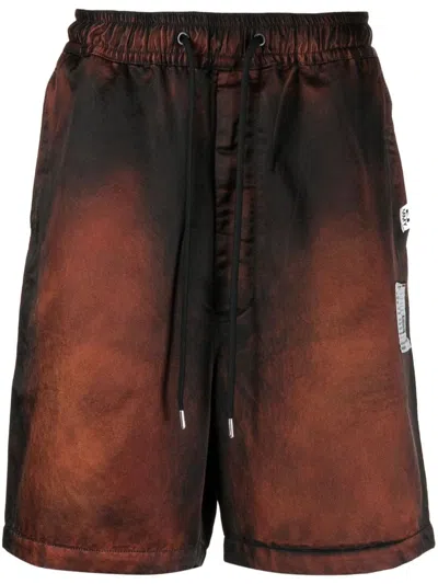Miharayasuhiro Faded-effect Drawstring-waist Shorts In Brown