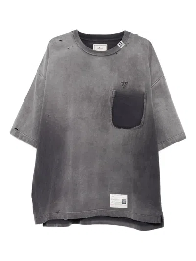 Miharayasuhiro Faded-effect Pocket T-shirt In Gray