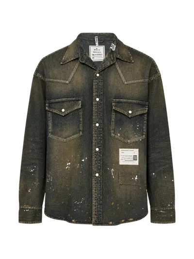 Miharayasuhiro Flatted-collar Denim Shirt In Blue