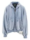 Miharayasuhiro Frayed-details Zip-fastening Hoodie In Blue
