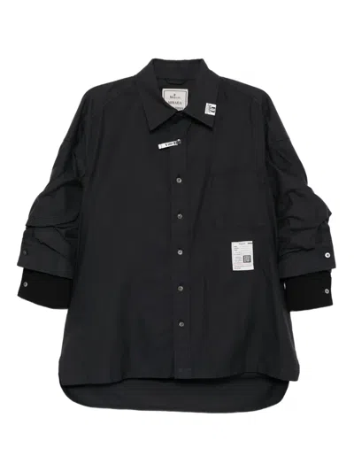 Miharayasuhiro Gathered Cotton Shirt In Black