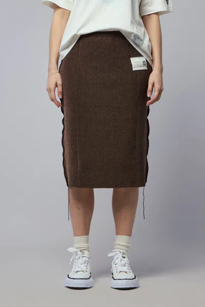 Miharayasuhiro Glitter Knit Inside Out Skirt In Brown