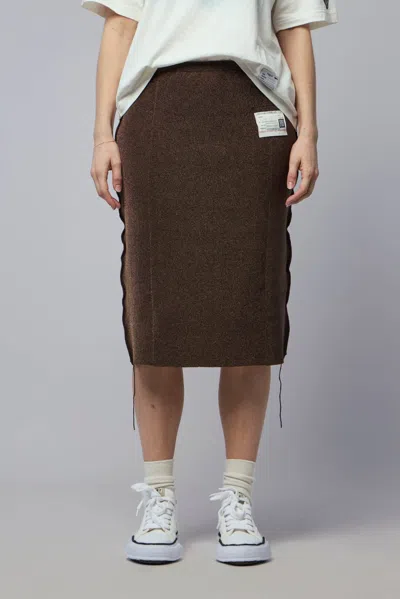 Miharayasuhiro Glitter Knit Inside Out Skirt In Brown