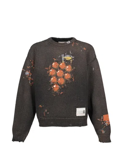 Miharayasuhiro Grape Jacquard Knit Sweater In Gray