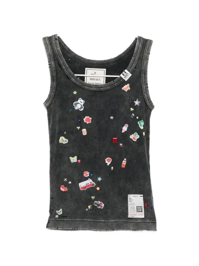 Miharayasuhiro Graphic-applique Vest In Black