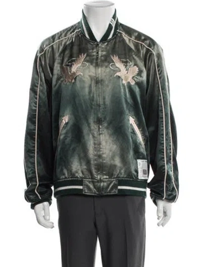 Pre-owned Miharayasuhiro Graphic Print Bomber Jacket In Green