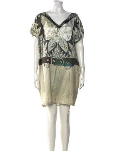 Pre-owned Miharayasuhiro Graphic Print Knee-length Dress In Neutral