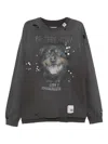 Miharayasuhiro Maison Mihara Yasuhiro Distressed Graphic T-shirt With Logo Patches And Embellishments In Gray