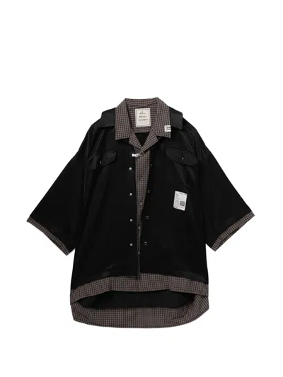 Miharayasuhiro Graphic-embroidered Layered Shirt In Black