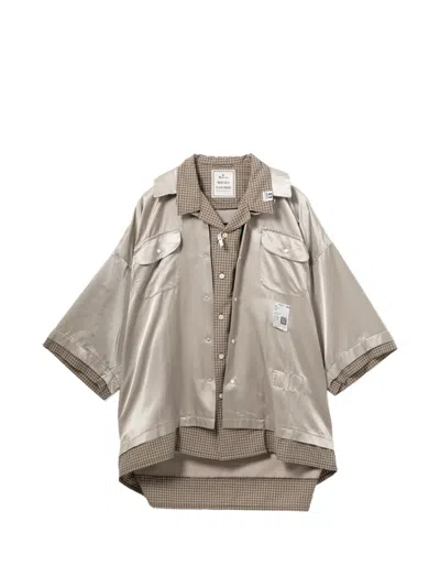 Miharayasuhiro Graphic-embroidered Layered Shirt In Gold