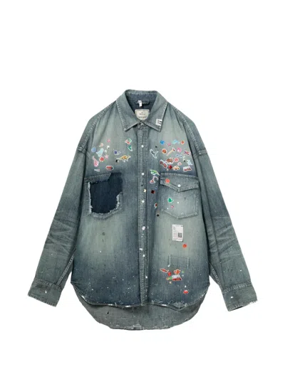 Miharayasuhiro Graphic-print Measuring Tape Hoodie In Gray