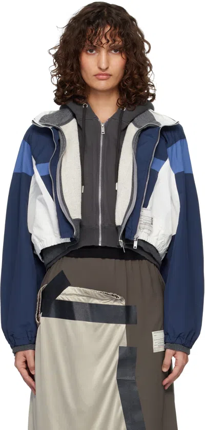 Miharayasuhiro Gray & Navy Triple Layered Nylon Zip-up Jacket In Blue