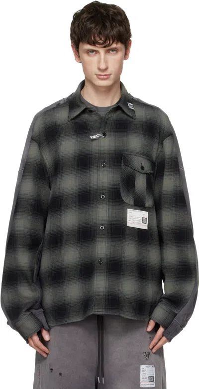 Miharayasuhiro Gray Front Back Combined Check Shirt In Black