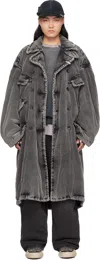Miharayasuhiro Gray Puffer Corduroy Coat In Black