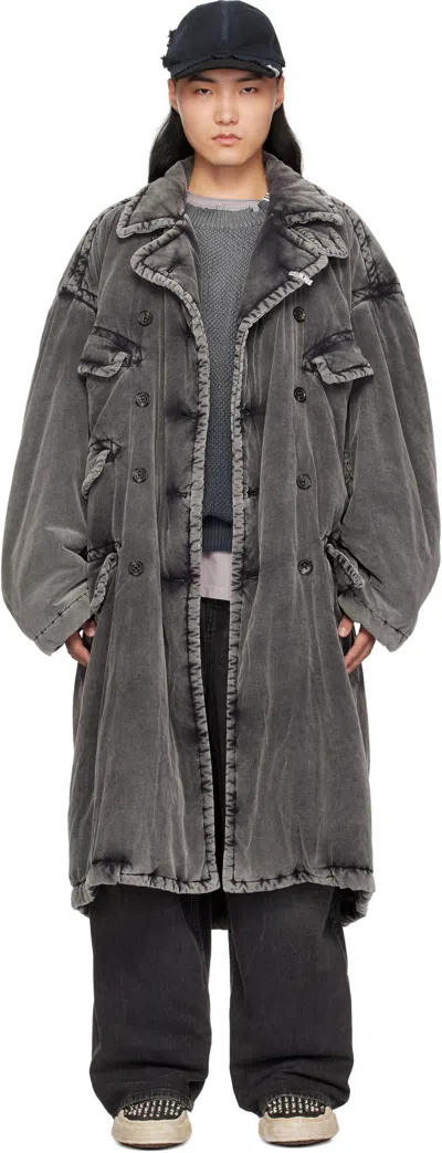 Miharayasuhiro Gray Puffer Corduroy Coat In Black