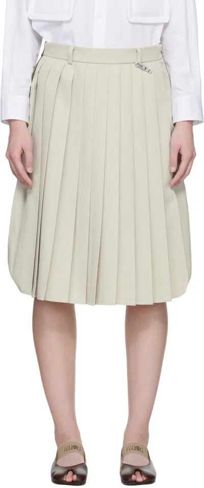 Miharayasuhiro Green & Beige Combined Pleats Cargo Midi Skirt In Gray