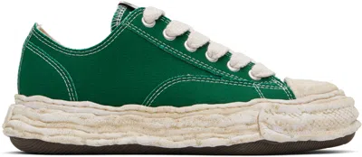 MIHARAYASUHIRO GREEN 'PETERSON23' OG SOLE GARMENT DYED CANVAS SNEAKERS