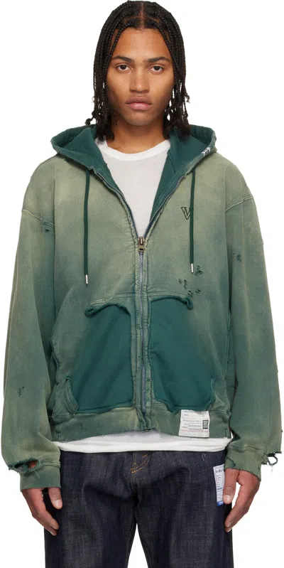 Miharayasuhiro Green Sun Faded Like Zip-up Hoodie