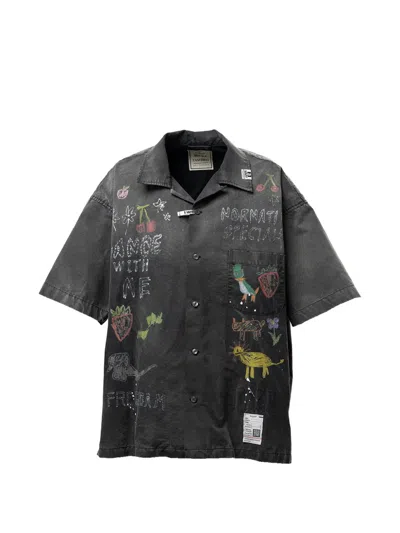 Miharayasuhiro Hand Drawing Print Shirt In Black
