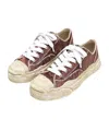 Miharayasuhiro Hank Blached Washed Low-top Sneakers In Burgundy