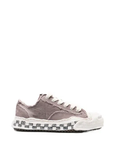 Miharayasuhiro Hank Og Graffiti Check Sole Canvas Low-top Sneakers In Grey
