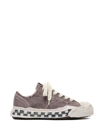 Miharayasuhiro Hank Og Graffiti-check Sole Canvas Low-top Sneakers In Gray