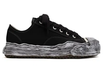 Pre-owned Miharayasuhiro Hank Og Sole Garment Dyed Canvas Low Sneakers In Black/white