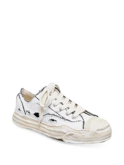 Miharayasuhiro Hank Og Sole Ripped Overdye Canvas Low-top Sneakers In Multi