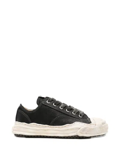 Miharayasuhiro "hank" Og Sole Waxed Low-top Sneakers In Black