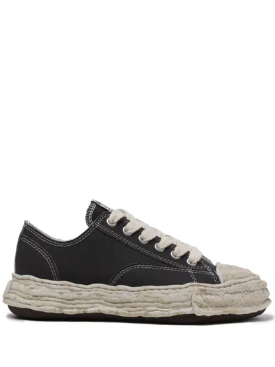 Miharayasuhiro Peterson23 Og Dyed Sole Canvas Low-top Sneaker In Black