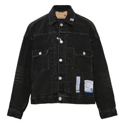 Miharayasuhiro Instrumental Hard Washed Selvage Denim Jacket In Black