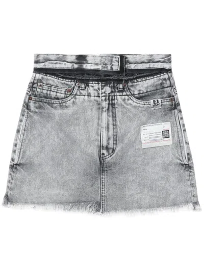Miharayasuhiro High-rise Denim Mini Skort In 白色