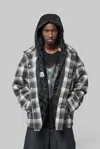 Miharayasuhiro Check-pattern Hooded Jacket In Gray