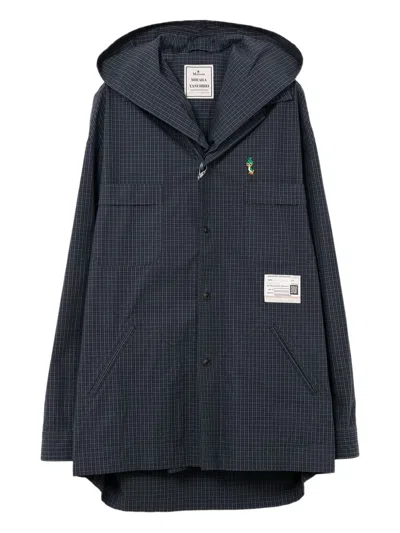 Miharayasuhiro Hooded Checked Cotton Shirt In Black