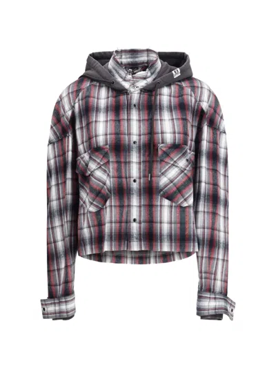 Miharayasuhiro Hooded Checkered Hoodie In White