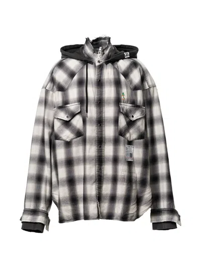 Miharayasuhiro Hooded Checkered Shirt In Black