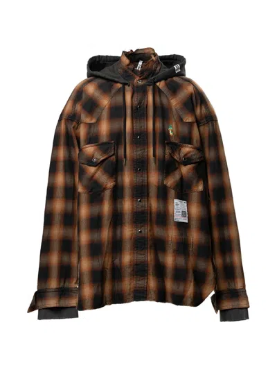 Miharayasuhiro Hooded Checkered Shirt In Brown