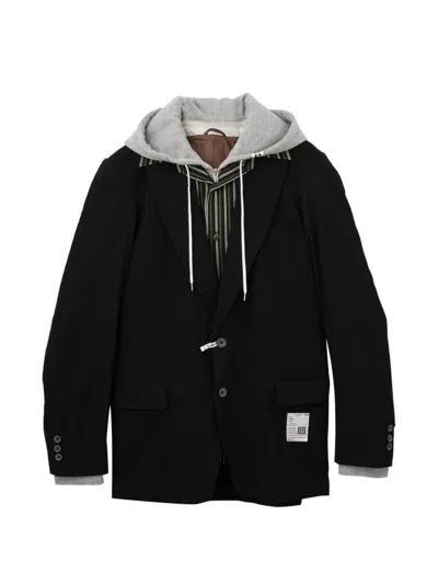 Miharayasuhiro Hooded Double-layered Jacket In Black