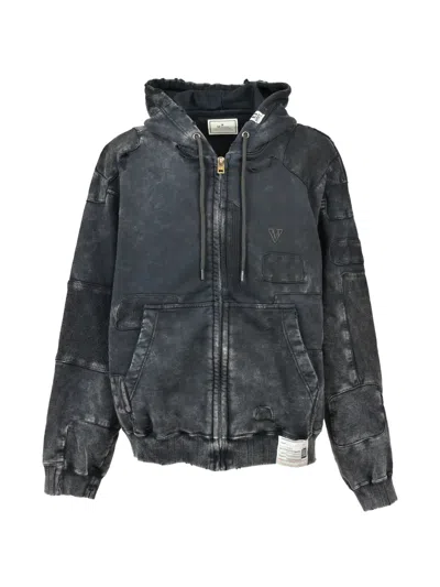 Miharayasuhiro Hooded Patchwork Sweatshirt In Blue