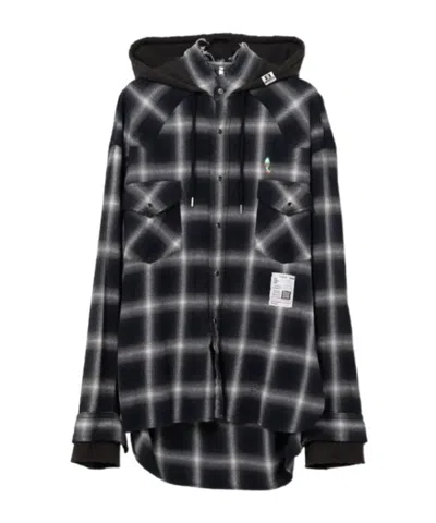 Miharayasuhiro Hooded Plaid Shirt In Black