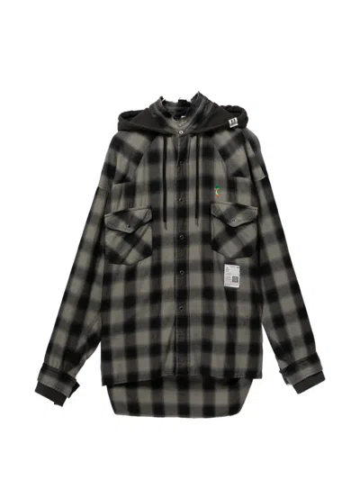 Miharayasuhiro Hooded Plaid Shirt In Black