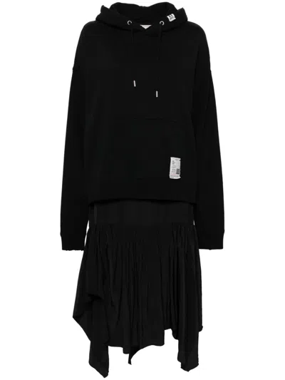 Miharayasuhiro Hoodie Combined Dress In Schwarz