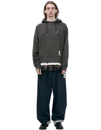 Miharayasuhiro Hoodie With A Sewn-in Shirt In Animal Print