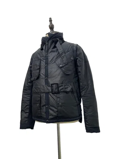 Pre-owned Miharayasuhiro Hybrid Horsehide Military Down Jacket Wax Ripstop Slim 43 In Black
