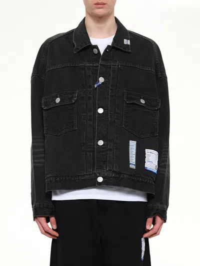 Miharayasuhiro Instrumental Hard Washed Selvage Denim Jacket In Black