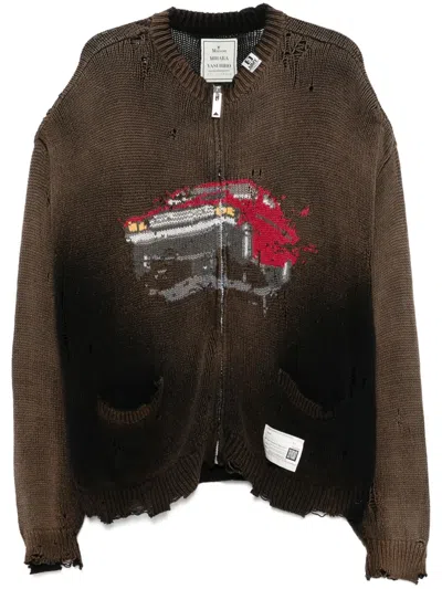 MIHARAYASUHIRO INTARSIA-KNIT CARDIGAN