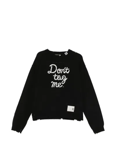 Miharayasuhiro Jacquard Distressed Knitted Sweater In Black