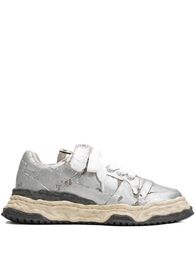 Miharayasuhiro Keith Torn-film Lace-up Sneakers In Silver
